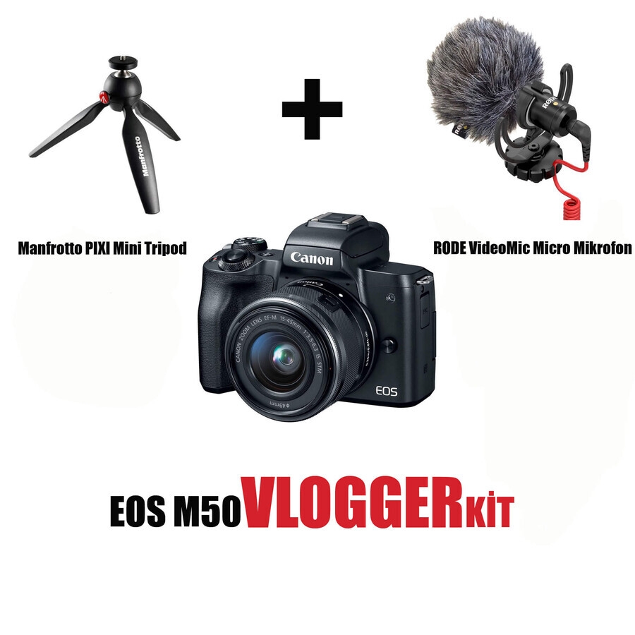 Canon EOS M50 15-45mm Aynasız Kamera Vlogger Kit