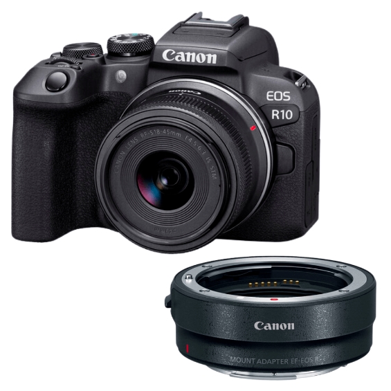 Canon EOS R10 18-45mm Aynasız Fotoğraf Makinesi (EF to EOS R Adaptör İle Birlikte)